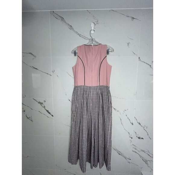 Chic Pink and Black Lace-Up Midi Dress - Picture 9 of 15